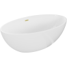 Mexen Nike freistehende Badewanne 175 x 100 cm, weiß, Ablauf in gebürstetem Gold - 54071751000-55