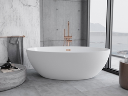 Mexen Nike Badewanne freistehend 175 x 100 cm, weiß, mit rosa Goldüberlauf - 54071751000-60