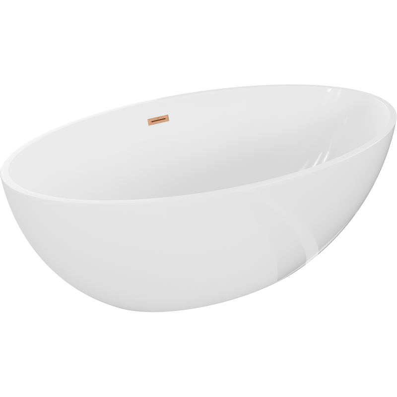 Mexen Nike freistehende Badewanne 175 x 100 cm, Weiß, gebürstete Kupferablauf - 54071751000-65