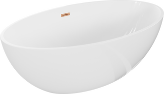 Baignoire Mexen Nike autoportante 175 x 100 cm, blanche, drainage en cuivre brossé - 54071751000-65