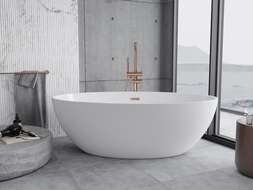 Mexen Nike freistehende Badewanne 175 x 100 cm, Weiß, gebürstete Kupferablauf - 54071751000-65