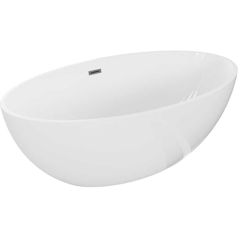 Mexen Nike Vapaasti seisova kylpyamme 175 x 100 cm, valkoinen, gun gray harjattu ylivuoto - 54071751000-66