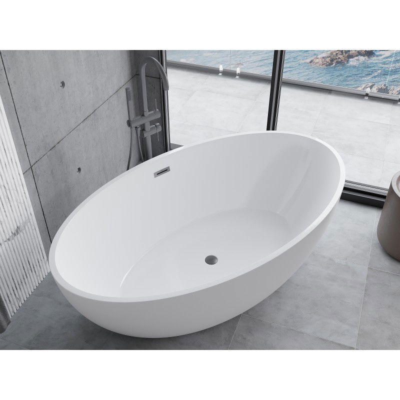 Mexen Nike vasca da bagno indipendente 175 x 100 cm, bianca, trabocco gun gray spazzolato - 54071751000-66