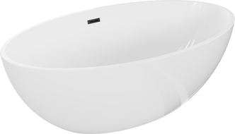 Mexen Nike freistehende Badewanne 175 x 100 cm, weiß, schwarzer Überlauf - 54071751000-70