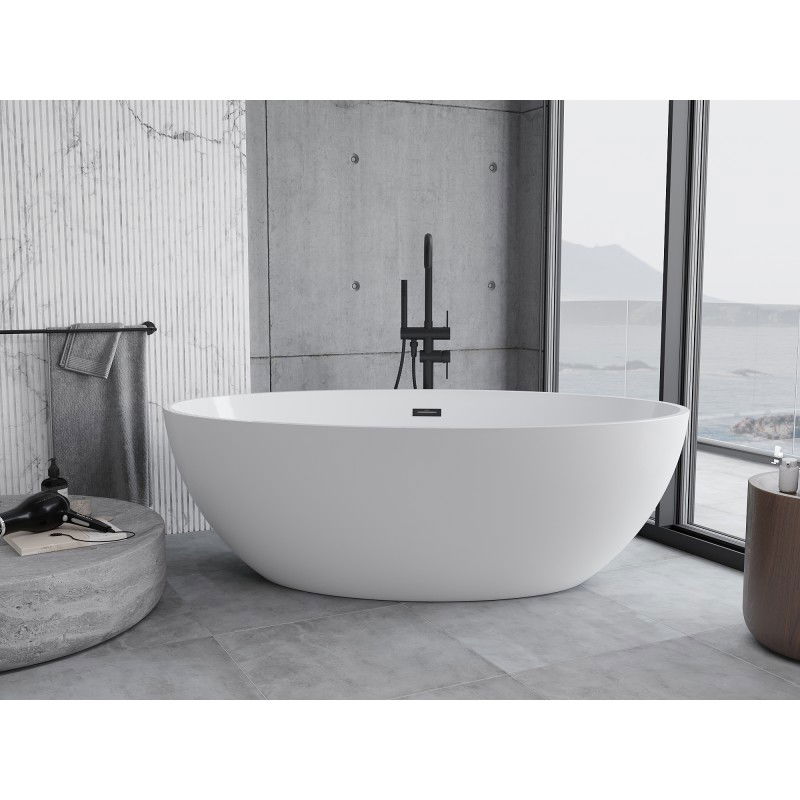 Mexen Nike vasca da bagno freestanding 175 x 100 cm, bianca, troppopieno nero - 54071751000-70