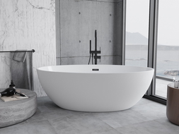 Mexen Nike freistehende Badewanne 175 x 100 cm, weiß, schwarzer Überlauf - 54071751000-70