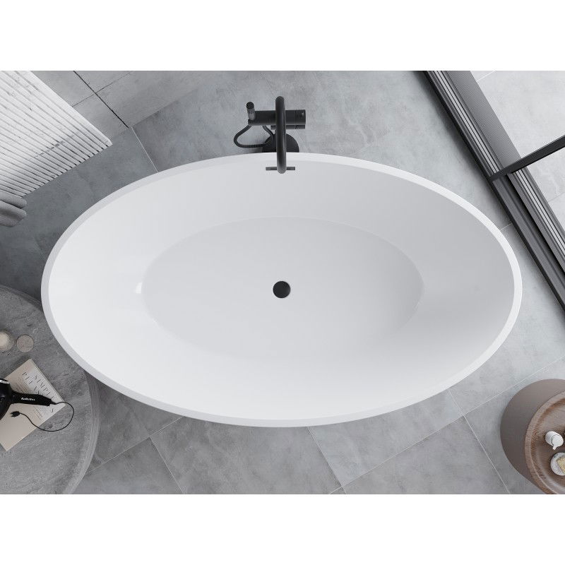 Mexen Nike μπανιέρα ελεύθερης τοποθέτησης 175 x 100 cm, λευκή, υπερχείλιση