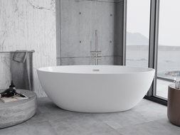 Mexen Nike Badewanne freistehend 175 x 100 cm, weiß, Überlauf nickel gebürstet - 54071751000-97