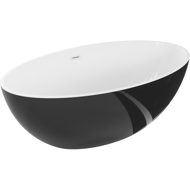 Mexen Nike freestanding bath 175 x 100 cm, white/black, white overflow - 54071751075-20