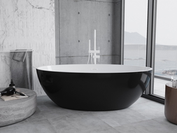 Baignoire Mexen Nike indépendante 175 x 100 cm, blanche/noire, trop-plein blanc - 54071751075-20