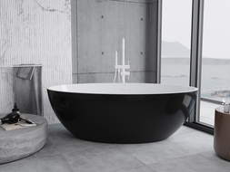 Mexen Nike vasca da bagno indipendente 175 x 100 cm, bianca/nera, troppopieno bianco - 54071751075-20