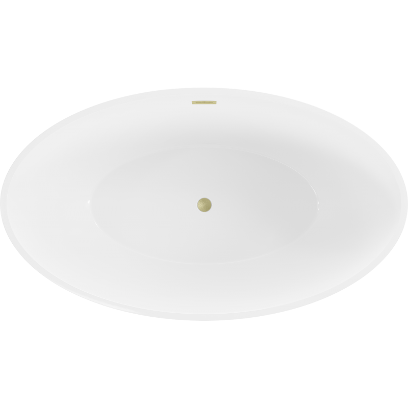 Mexen Nike freistehende Badewanne 175 x 100 cm, weiß/schwarz, Überlauf gold gebürstet - 54071751075-55