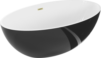 Mexen Nike freistehende Badewanne 175 x 100 cm, weiß/schwarz, Abfluss gold gebürstet - 54071751075-55