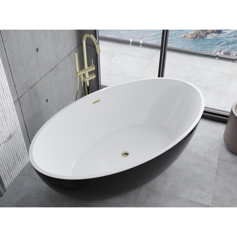 Mexen Nike samostojeća kada 175 x 100 cm, bijela/crna, preljev zlatni - 54071751075-50