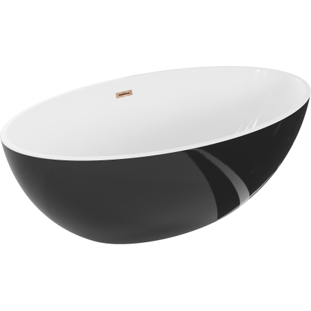 Mexen Nike freestanding bathtub 175 x 100 cm, white/black, overflow rose gold - 54071751075-60