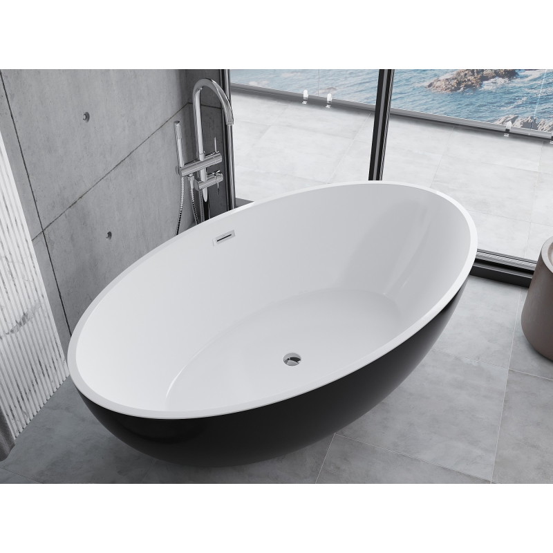 Mexen Nike eraldiseisev vann 175 x 100 cm, valge/must, kroom ülevool - 54071751075-01