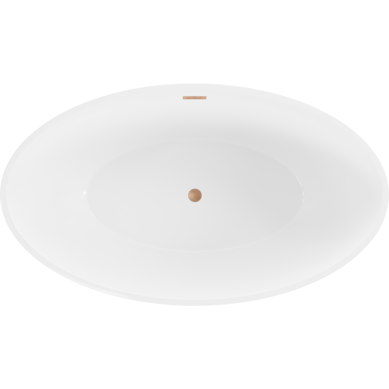 Mexen Nike freistehende Badewanne 175 x 100 cm, weiß/schwarz, Überlauf gebürstetes Kupfer - 54071751075-65