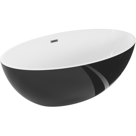 Mexen Nike freistehende Badewanne 175 x 100 cm, weiß/schwarz, gebürsteter Gun Gray Überlauf - 54071751075-66