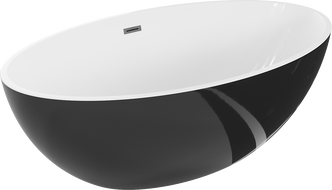 Mexen Nike freistehende Badewanne 175 x 100 cm, weiß/schwarz, gebürsteter Gun Gray Überlauf - 54071751075-66