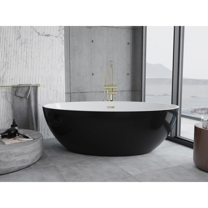 Mexen Nike Freestanding Bathtub 175 x 100 cm, White/Black, Gold Overflow - 54071751075-50