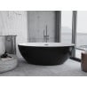 Mexen Nike freistehende Badewanne 175 x 100 cm, weiß/schwarz, gebürsteter Gun Gray Überlauf - 54071751075-66