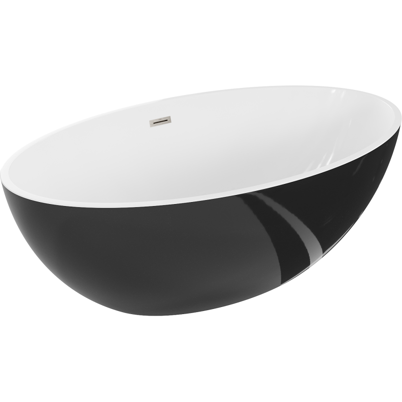 Mexen Nike baignoire autoportante 175 x 100 cm, blanc/noir, trop-plein nickel brossé - 54071751075-97