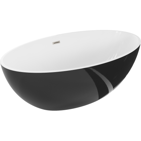 Mexen Nike baignoire autoportante 175 x 100 cm, blanc/noir, trop-plein nickel brossé - 54071751075-97