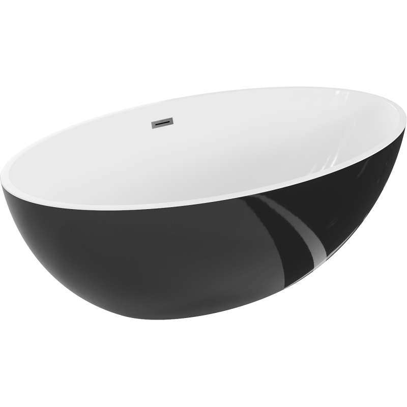 Mexen Nike Ελεύθερη μπανιέρα 175 x 100 εκ, λευκή/μαύρη, υπερχείλιση gun metal