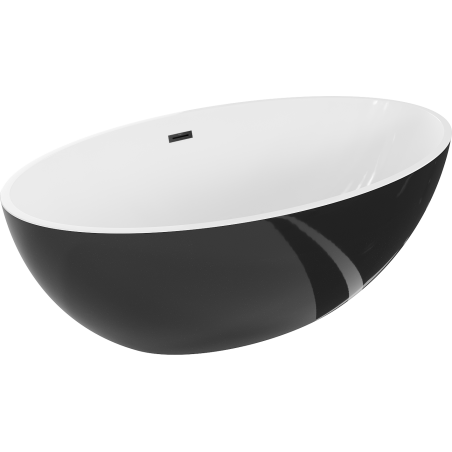 Mexen Nike baignoire autoportante 175 x 100 cm, blanche/noire, trop-plein noir - 54071751075-70