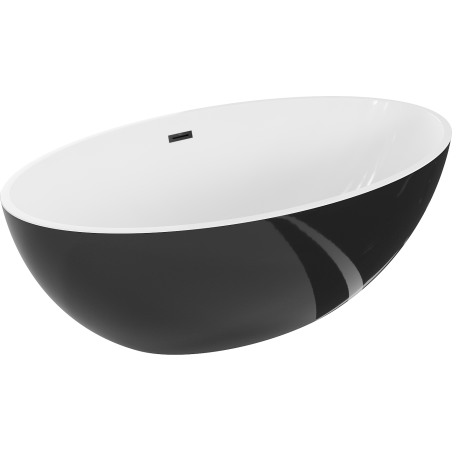 Mexen Nike freistehende Badewanne 175 x 100 cm, weiß/schwarz, schwarzer Überlauf - 54071751075-70