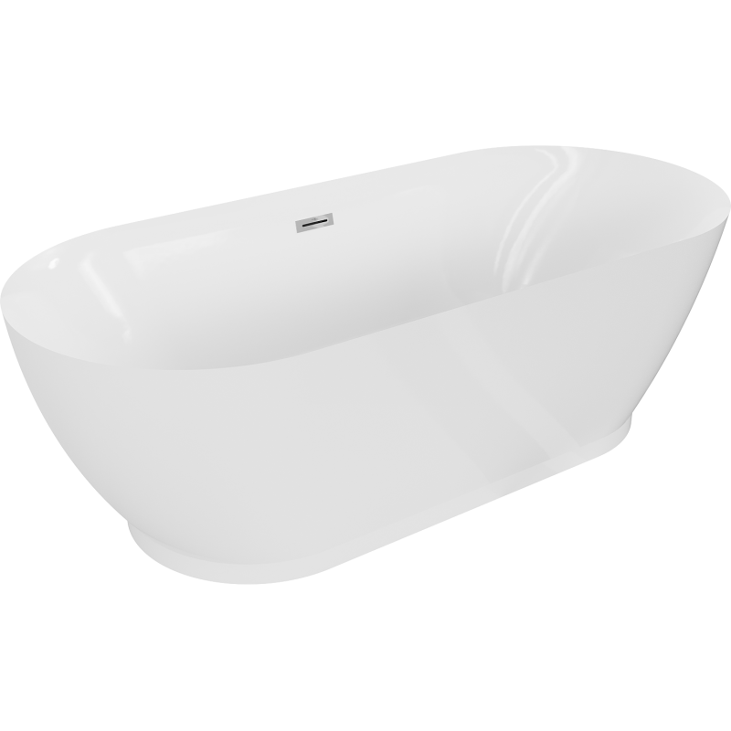 Mexen Roxy freistehende Badewanne 180 x 85 cm, weiß, Überlauf chrom - 51201808500-01
