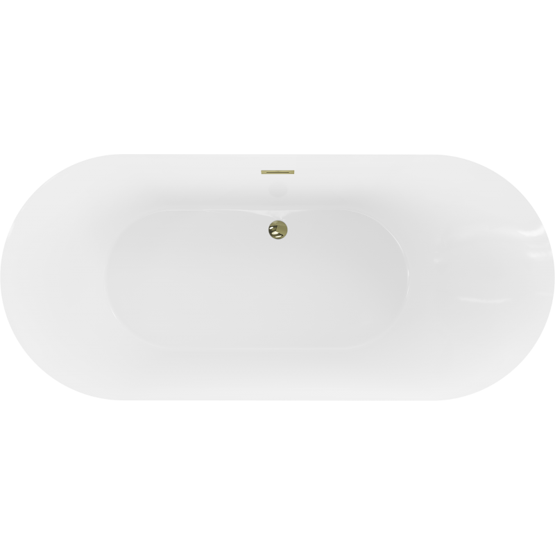 Mexen Roxy μπανιέρα ελεύθερης τοποθέτησης 180 x 85 cm, λευκή, χρυσή υπερχείλιση