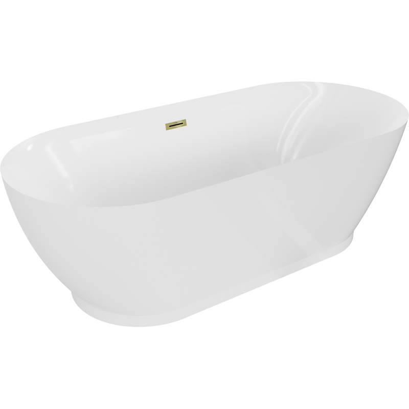 Mexen Roxy freistehende Badewanne 180 x 85 cm, weiß, Überlauf gold - 51201808500-50