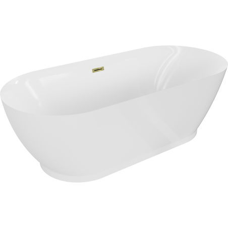 Mexen Roxy freistehende Badewanne 180 x 85 cm, weiß, Überlauf gold - 51201808500-50