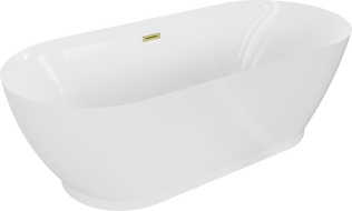 Mexen Roxy freistehende Badewanne 180 x 85 cm, weiß, mit gebürstetem goldenen Overflow - 51201808500-55