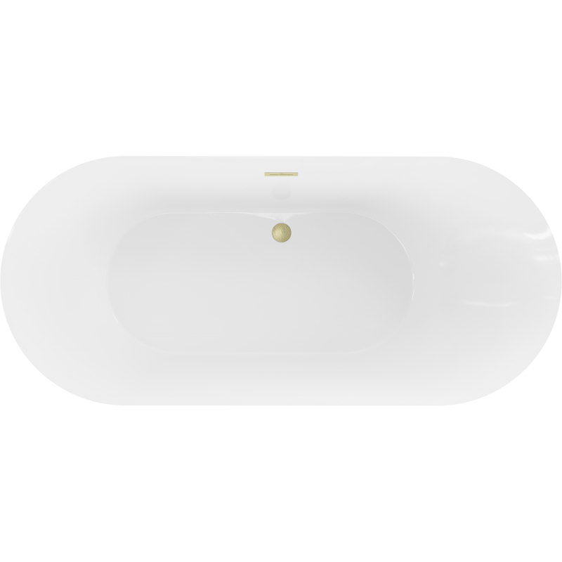 Mexen Roxy bañera exenta 180 x 85 cm, blanca, rebosadero dorado cepillado - 51201808500-55