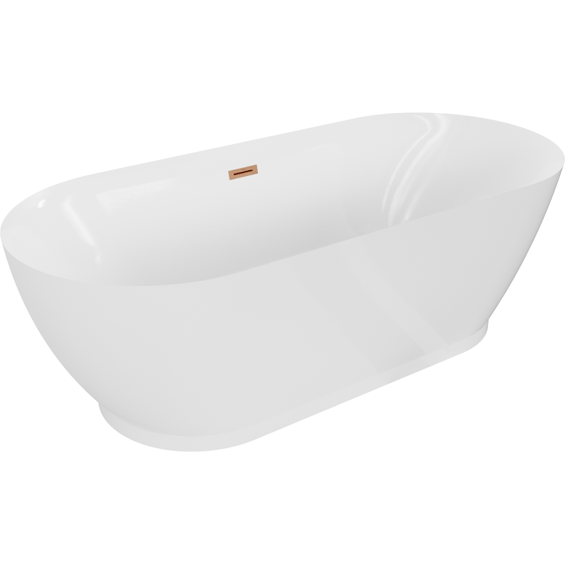 Mexen Roxy vrijstaande badkuip 180 x 85 cm, wit, geborsteld koper overloop - 51201808500-65