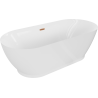 Mexen Roxy vrijstaande badkuip 180 x 85 cm, wit, geborsteld koper overloop - 51201808500-65