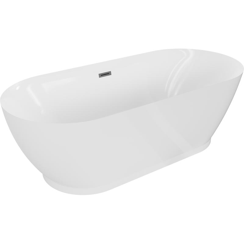 Mexen Roxy baignoire autoportante 180 x 85 cm, blanche, trop-plein gris pistolet brossé - 51201808500-66