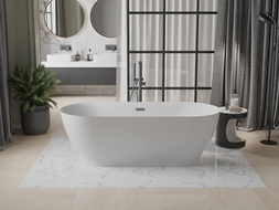 Mexen Roxy freistehende Badewanne 180 x 85 cm, weiß, Abfluss gun gray gebürstet - 51201808500-66