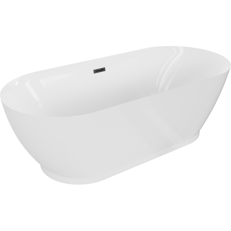 Mexen Roxy vasca da bagno indipendente 180 x 85 cm, bianca, troppopieno nero - 51201808500-70