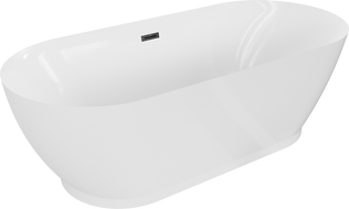 Mexen Roxy freistehende Badewanne 180 x 85 cm, Weiß, mit schwarzem Überlauf - 51201808500-70