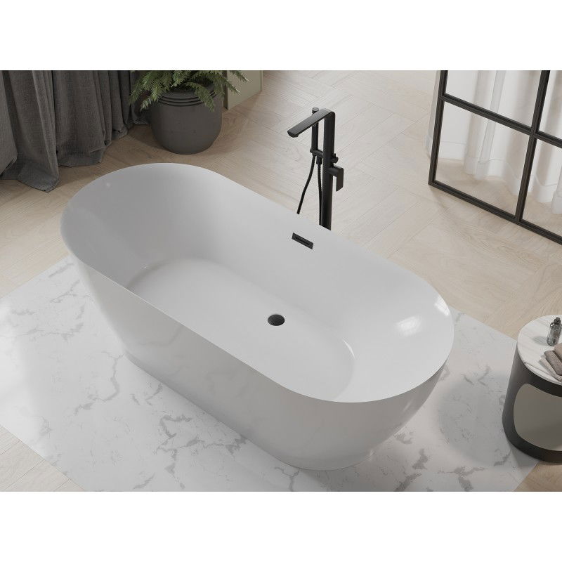 Mexen Roxy freestanding bathtub 180 x 85 cm, white, black overflow - 51201808500-70