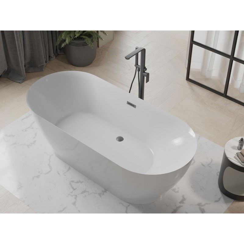 Mexen Roxy banheira independente 180 x 85 cm, branca, extravasor gun metal - 51201808500-95