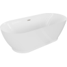 Mexen Roxy vrijstaande badkuip 180 x 85 cm, wit, overloop geborsteld nikkel - 51201808500-97