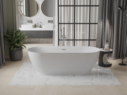 Mexen Roxy freistehende Badewanne 180 x 85 cm, weiß, mit Überlauf in gebürstetem Nickel - 51201808500-97