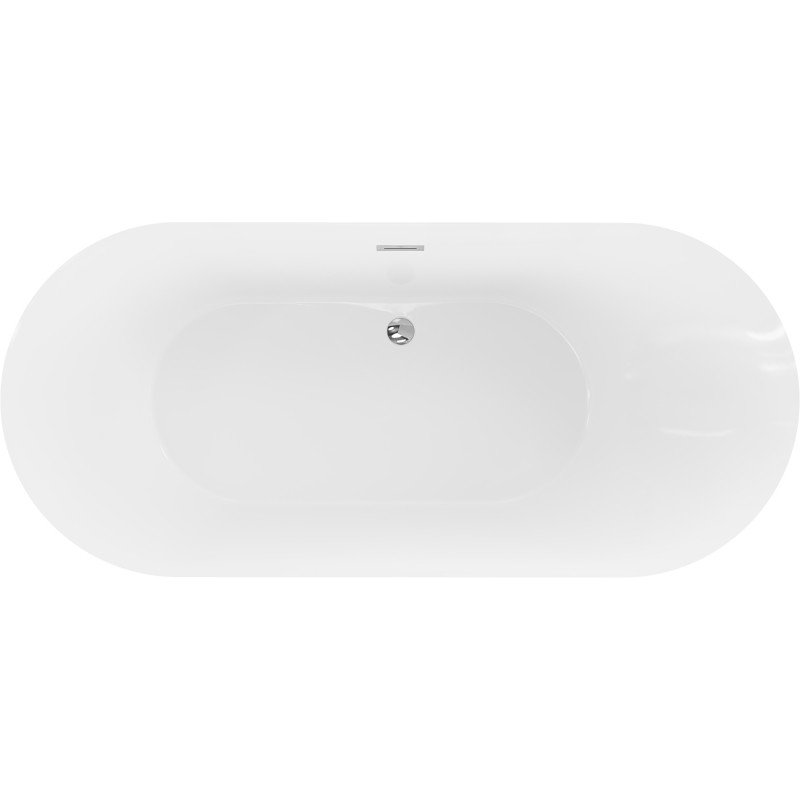 Mexen Roxy vabas seisev vann 180 x 85 cm, valge/must, kroom ülevool - 51201808575-01