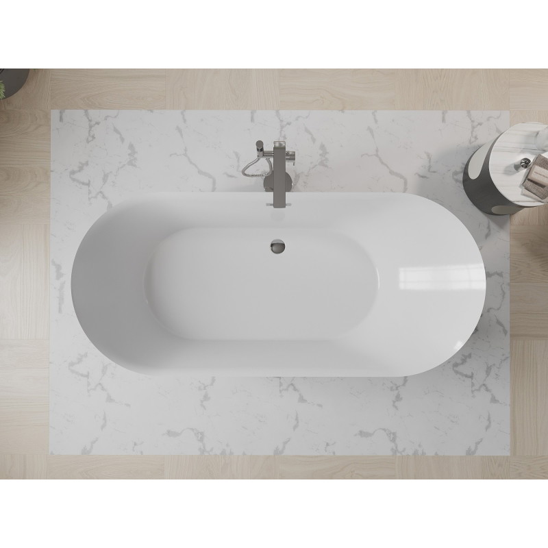 Mexen Roxy vabas seisev vann 180 x 85 cm, valge/must, kroom ülevool - 51201808575-01