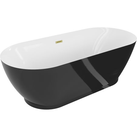 Mexen Roxy free-standing bathtub 180 x 85 cm, white/black, brushed gold overflow - 51201808575-55