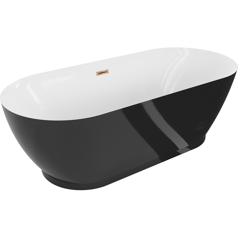 Mexen Roxy freestanding bathtub 180 x 85 cm, white/black, rose gold overflow - 51201808575-60